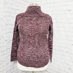 NWT Jason Maxwell Purple Marled Cable Knit Turtleneck Sweater Large